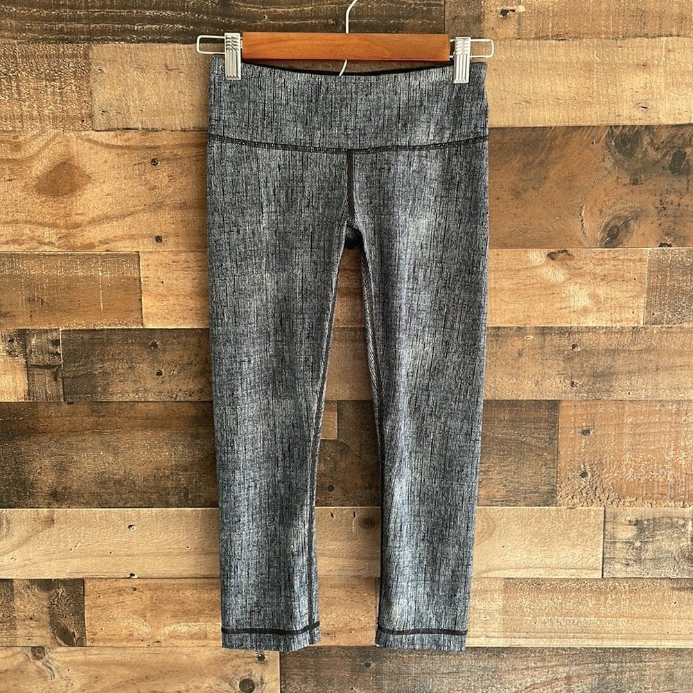 Lululemon Wunder Under Crop Leggings Full-On Luxtreme Burlap Texture Black Dune